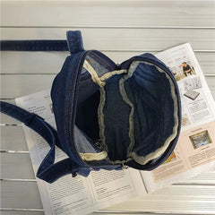 Retro Mini Crossbody Bag for Women Denim Travel Handbag Purse
