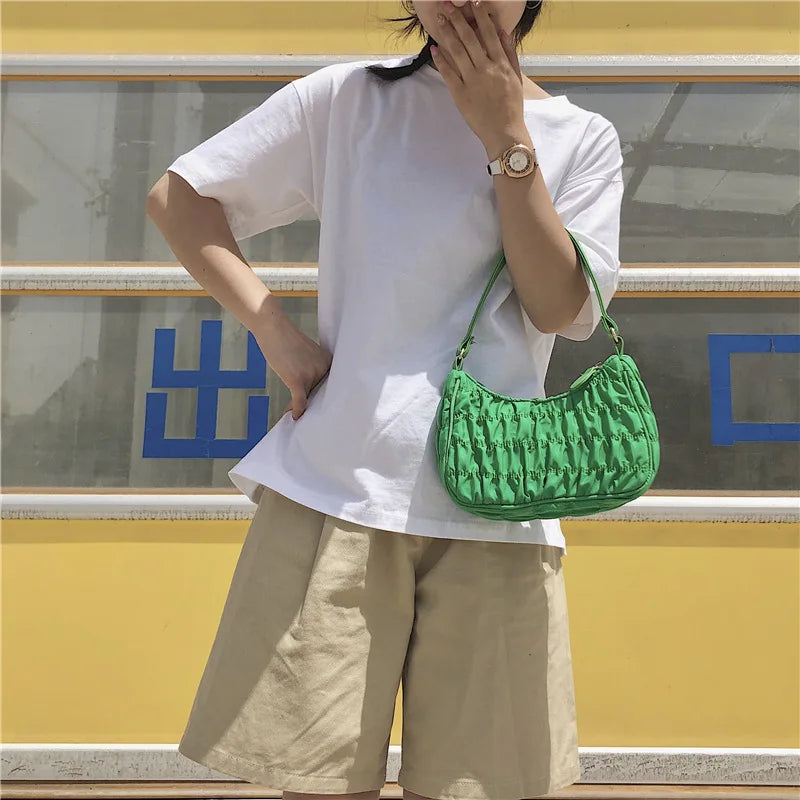 Retro Nylon Hobo Bag Women Small Shoulder Handbags