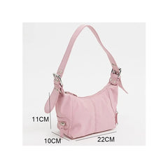 Retro Nylon Women Bags Pink Handbags Summer Solid Ladies Underarm Bag