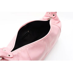 Retro Nylon Women Bags Pink Handbags Summer Solid Ladies Underarm Bag