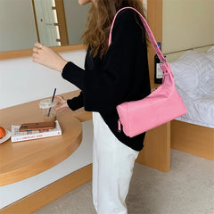 Retro Nylon Women's Hobos Small Shoulder Bag Girls Pink Purse Tote Handbags