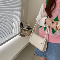 Retro Oil Wax Leather Women Shoulder Bags Solid Ladies Large Underarm Bag