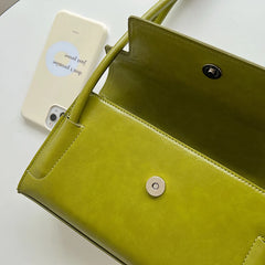 Retro Oil Wax Leather Women Shoulder Bags Solid Ladies Large Underarm Bag