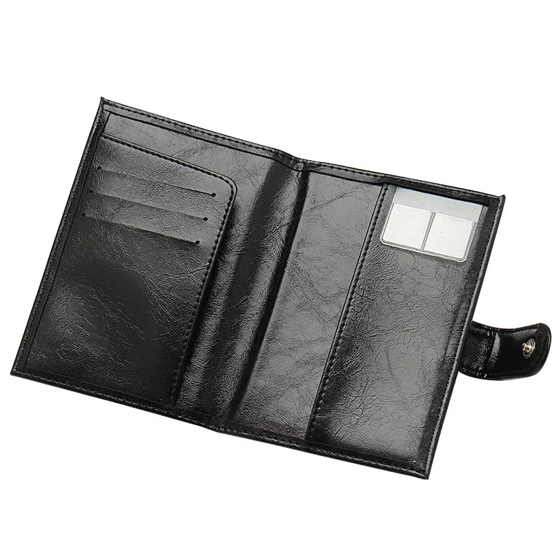 Retro Oil-wax Complex Buckle Leather Passport Cover RFID Blocking