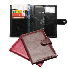 Retro Oil-wax Complex Buckle Leather Passport Cover RFID Blocking