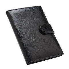Retro Oil-wax Complex Buckle Leather Passport Cover RFID Blocking