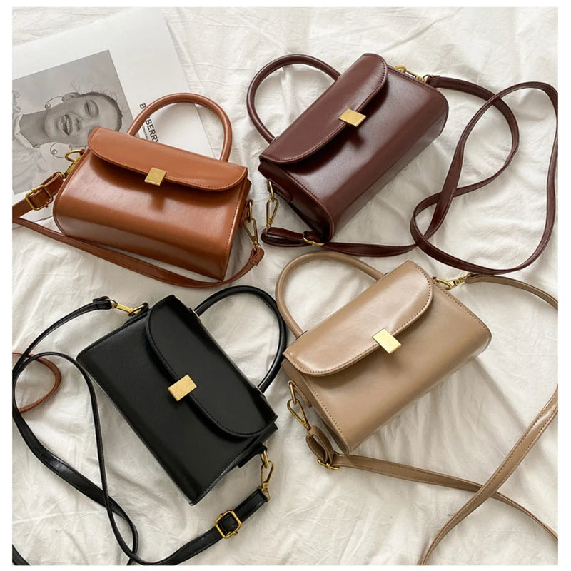 Vintage PU Leather Shoulder Bag Women Crossbody Handbag Clutch