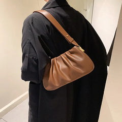 Retro PU Leather Small Shoulder Bag for Women Winter Handbag Crossbody Brown