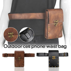 Steampunk Retro PU Leather Waist Bag Women Postman Belt Bag
