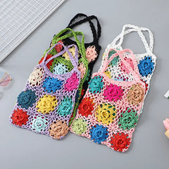 Retro Pastoral Style Crochet Hand Knit Bag Large Capacity Shoulder Woven Bag Tot
