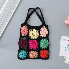 Retro Pastoral Style Crochet Hand Knit Bag Large Capacity Shoulder Woven Bag Tot