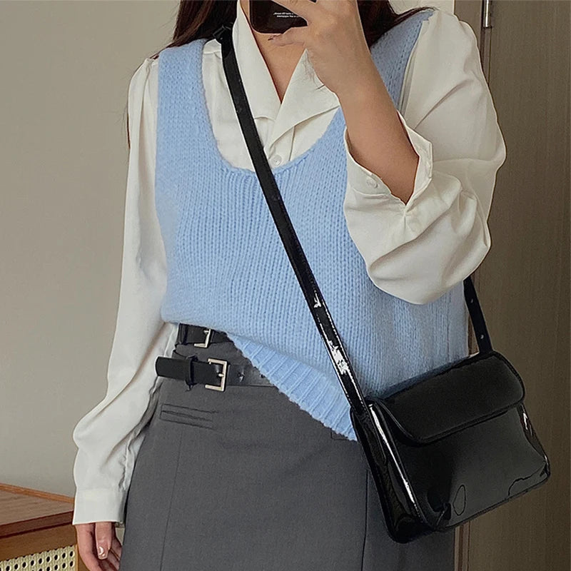 Patent Leather Women's Underarm Bag Small Square Shoulder Messenger Bags