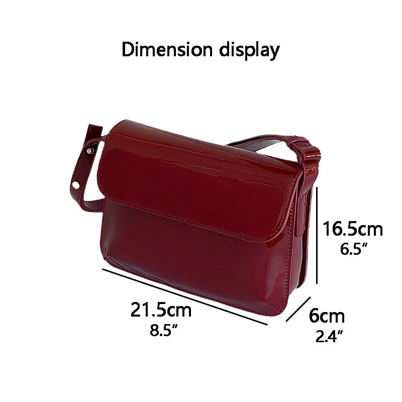Patent Leather Women's Underarm Bag Small Square Shoulder Messenger Bags