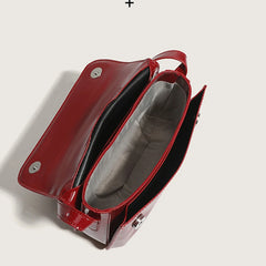 Retro Patent Leather Shoulder Bag For Women Flap Crossbody Bag