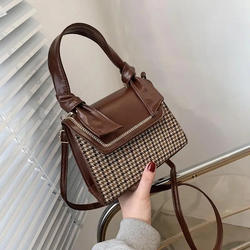 Plaid Crossbody Handbag Totes Women Casual PU Leather Shoulder Purse