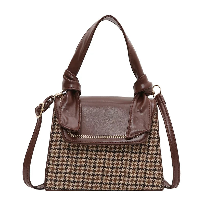 Plaid Crossbody Handbag Totes Women Casual PU Leather Shoulder Purse