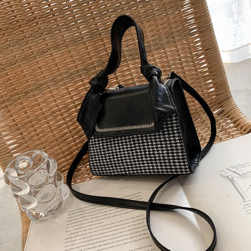 Plaid Crossbody Handbag Totes Women Casual PU Leather Shoulder Purse