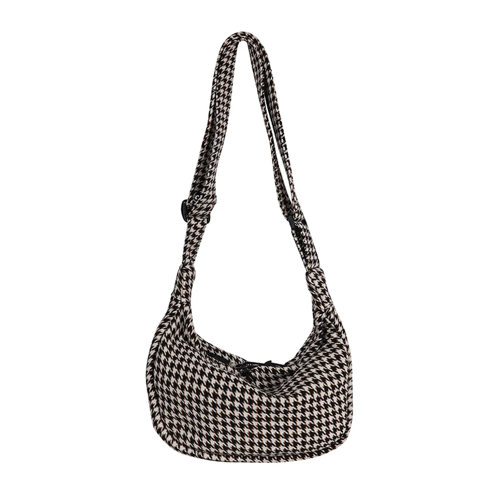 Retro Plaid Crossbody Bag Street Shoulder Bag for Women
