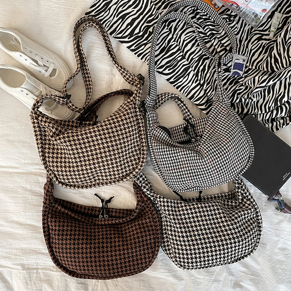 Retro Plaid Crossbody Bag Street Shoulder Bag for Women