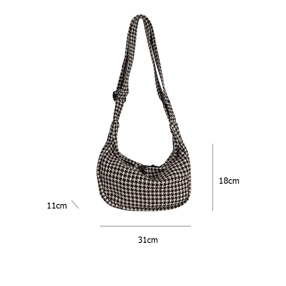 Retro Plaid Crossbody Bag Street Shoulder Bag for Women
