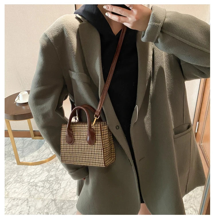 Plaid Pattern Women Messenger Bag Small Tote Shoulder Bags Clutch Purse Handbags