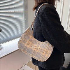Plaid Women's Hobo Underarm Bag Small Shoulder Bags Mini Tote Purse Handbag