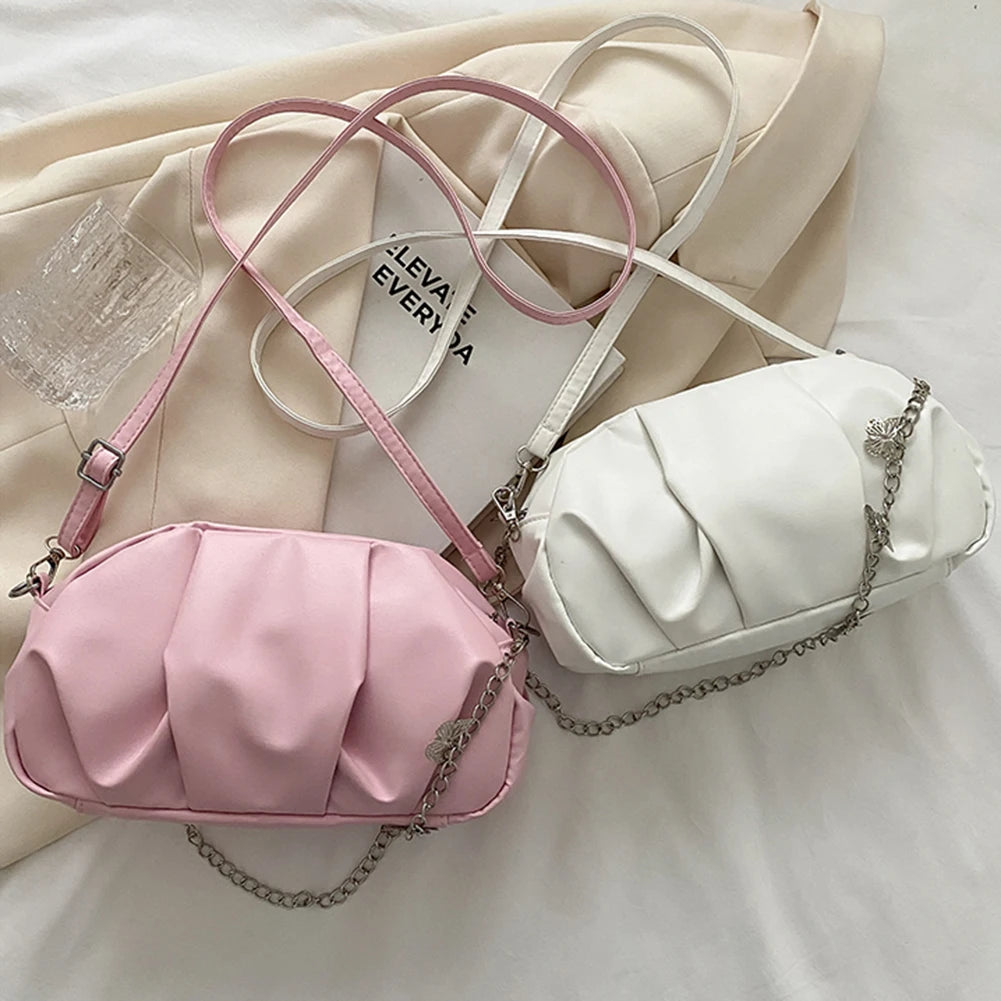 Retro Pleated Cloud PU Leather Women Shoulder Messenger Bags