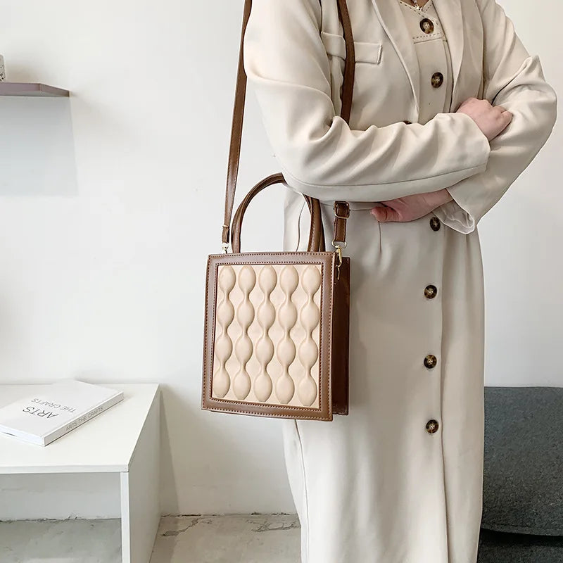 Retro Solid Spring Stitching Crossbody Small Women Bag