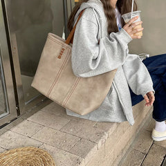 Retro Style Women Tote Large Capacity Shoulder Bags for Shopping Traveling