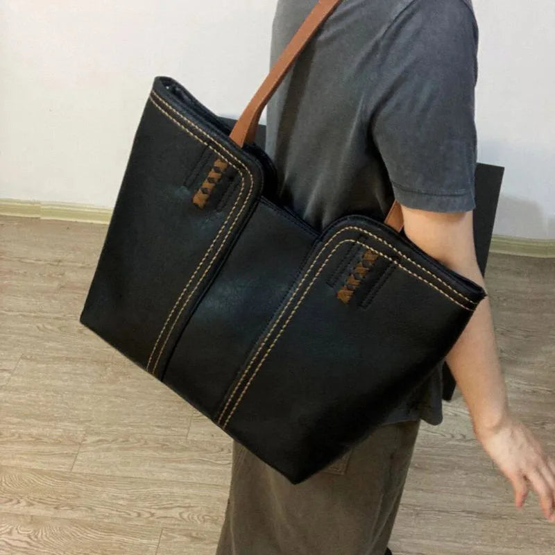 Retro Style Women Tote Large Capacity Shoulder Bags for Shopping Traveling