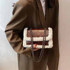 Retro Crossbody Bag Fleece Flap Shoulder Satchel
