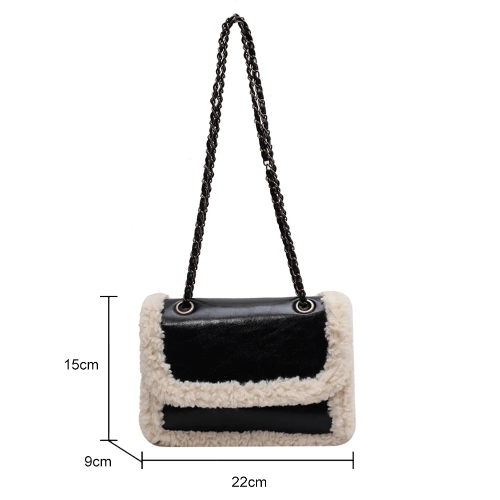 Retro Crossbody Bag Fleece Flap Shoulder Satchel