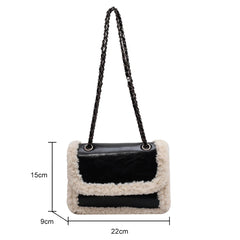 Retro Crossbody Bag Fleece Flap Shoulder Satchel