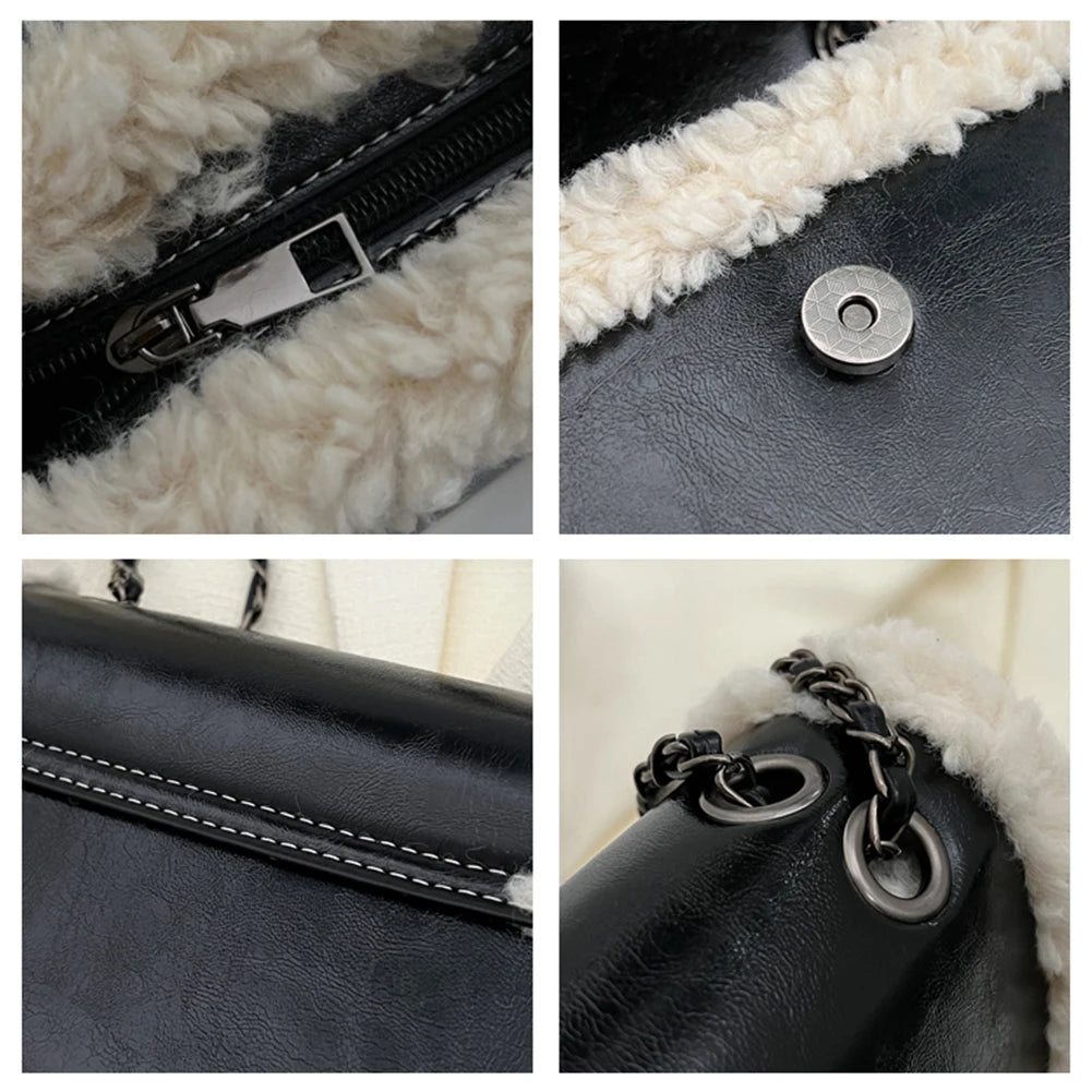 Retro Faux Suede Handbag Shoulder Bag Vintage Street Satchel