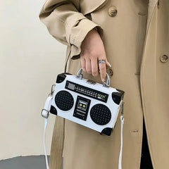 Retro Radio Box Shoulder Bag Crossbody Purse