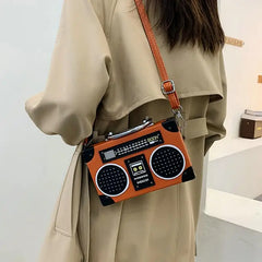Retro Radio Box Shoulder Bag Crossbody Purse