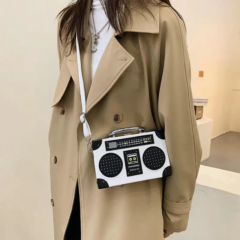 Retro Radio Box Shoulder Bag Crossbody Purse