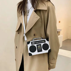 Retro Radio Box Shoulder Bag Crossbody Purse