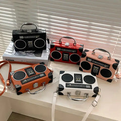Retro Radio Box Shoulder Bag Crossbody Purse