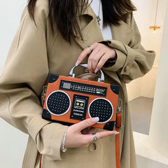 Retro Radio Box Shoulder Bag Crossbody Purse