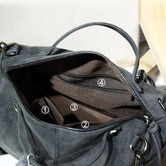 Retro Rivet Matte PU Leather Boston Shoulder Crossbody Bag