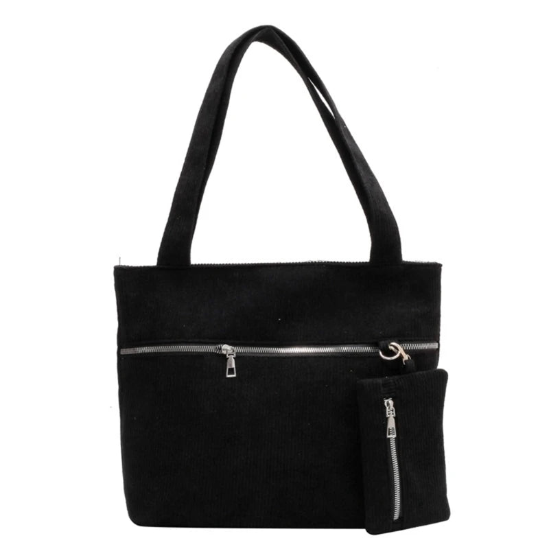 Corduroy Shoulder Bag Satchel Purse Tote for Women Girls