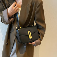 Retro Shoulder Bag For Women Handbag Briefcase Solid PU Leather Crossbody Bag