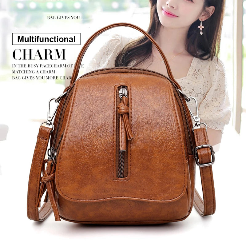 Retro Shoulder Bag for Women Soft PU Leather Crossbody Bag Big Capacity