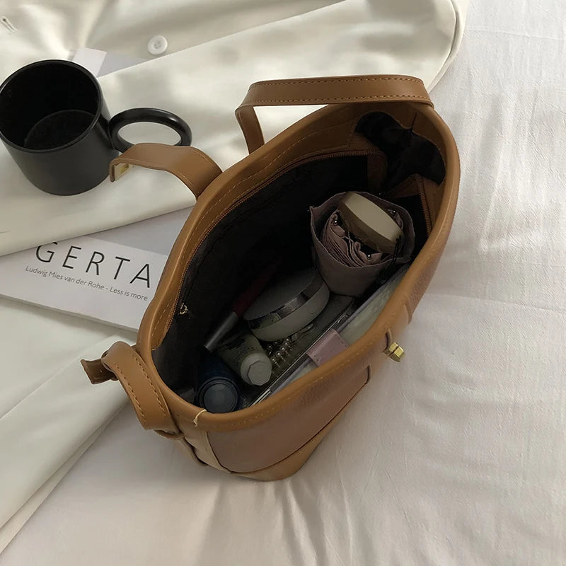 Retro Shoulder Bag Casual Bucket Crossbody Bags Solid Ladies Messenger Bag