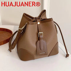 Retro Small Crossbody Bags Leather Bucket Bag Shoulder Handbags
