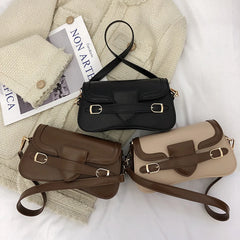 Retro Small PU Leather Flap Crossbody Bag for Women Totes Handbag