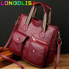Vintage Leather Handbags for Women Large Tote Shoulder Bags Female Sac