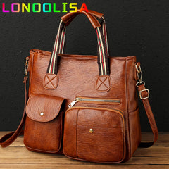 Vintage Leather Handbags for Women Large Tote Shoulder Bags Female Sac