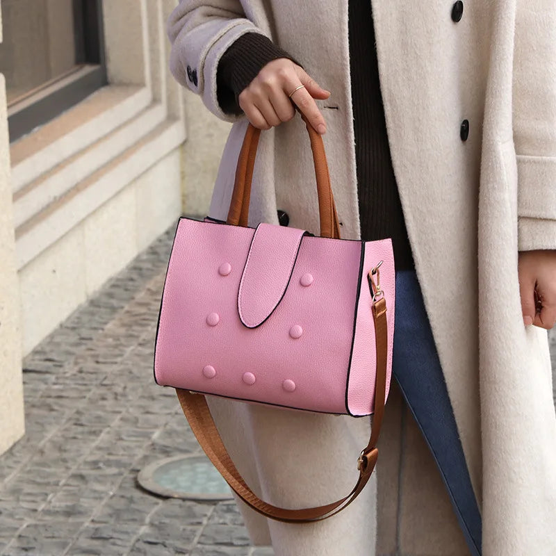 Retro Solid Crossbody Handbag Totes Women Casual PU Leather Shoulder Purse